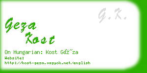 geza kost business card